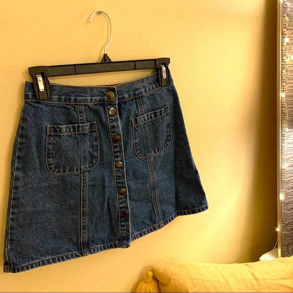 UO Button Up Denim Skirt